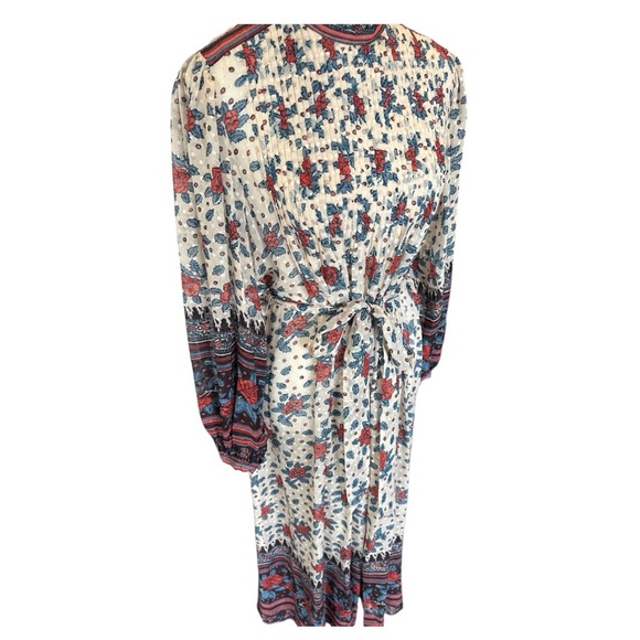 Ulla Johnson Prisma Floral Silk Blend Chiffon Midi Dress Red Cream Sz 4 - Picture 4 of 16